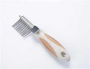 Poodle Pet Grooming Rake - With A Steel Safety Blade For Brushing Brushed Or Knotted Undercoat.