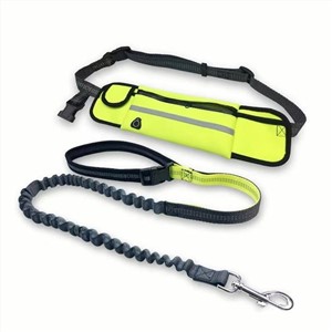Ands-free Dog Leash,Caudblor Running Leash, For Medium/large Dogs, With Cell Phone Bag, Green Belt With Elastic, Adjustable Dog Walking Belt, For Jogging/hiking