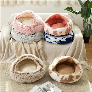 Cat Bed, Cozy Soft Cat Bed Burrow, 50.8cm Anti-anxiety Hooded Pet Bed, Round Plush Ring, Suitable For Indoor Cat Or Small Dog Bed, Non-slip Bottom, Washable, Coffee Color