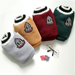 Autumn Winter New Knitted Vest V Collar Preppy Style Pet Dog Cat Clothes Vest Teddy Pomeranian Supplies