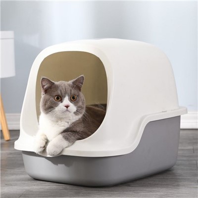 Manufacturer's Fully Enclosed Cat Litter Basin Prevents External Splashing. Large Size Fully Enclosed Cat Toilet Cat Litter Basin
